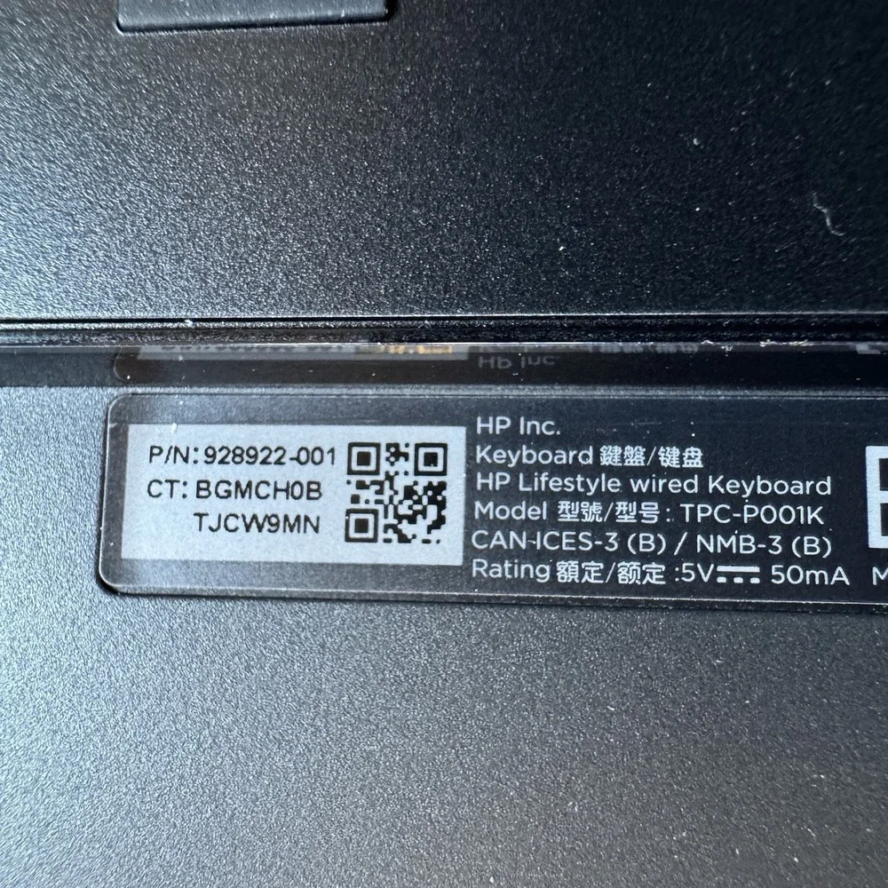 HP Lifestyle Wired Keyboard NIB Slim TPC-POO1K w/ Mouse TPC-C002M USB